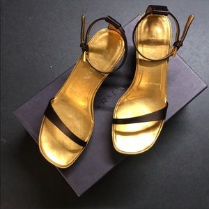 Brown and gold sandals